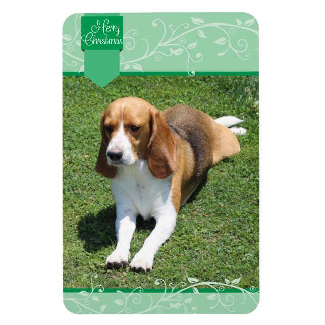 Green Blüh Tab Merry Christmas Magnet (Vertikal)