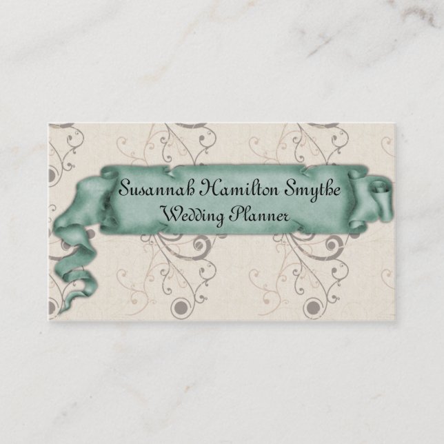 Green Blüh Wedding Planner Business Card Visitenkarte (Vorderseite)