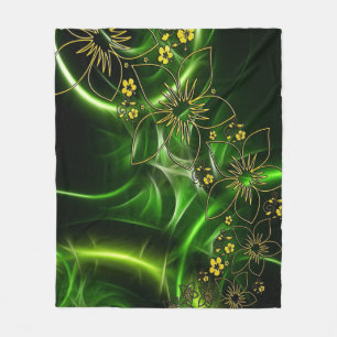 Green Blume Fleece Blanket
