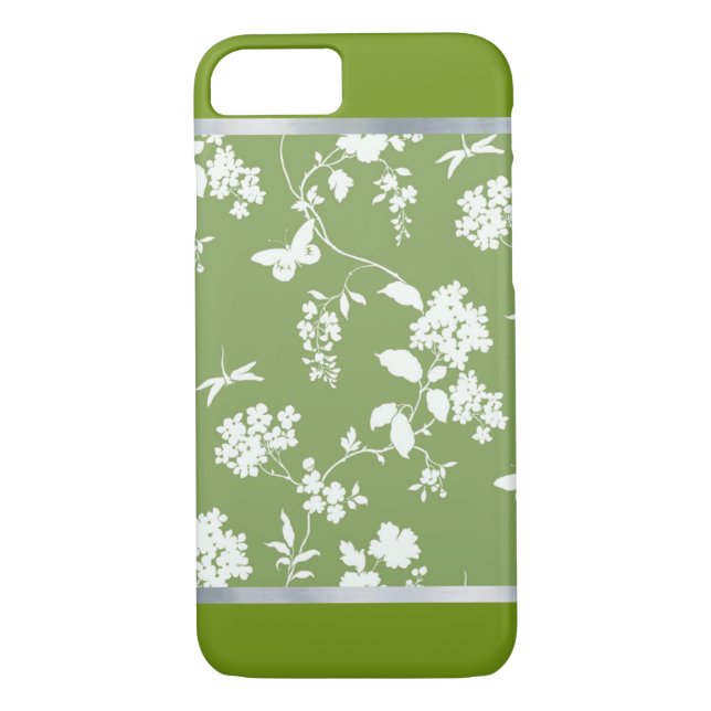 Green Blume Gemustert Spring Design iPhone Case (Rückseite)