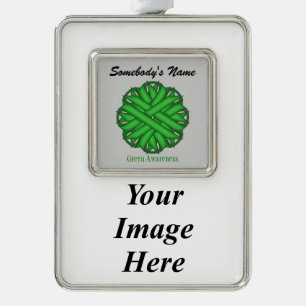 Green Blume Ribbon Tmpl (V-I) von Kenneth Yoncich Rahmen-Ornament Silber