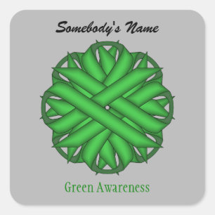 Green Blume Ribbon von Kenneth Yoncich Quadratischer Aufkleber
