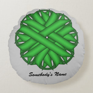 Green Blume Ribbon von Kenneth Yoncich Rundes Kissen