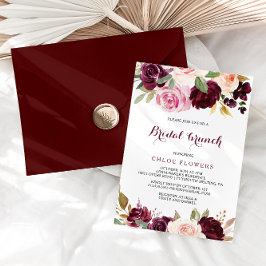 Green Blush Burgundy Bloral Bridal Brunch Einladung