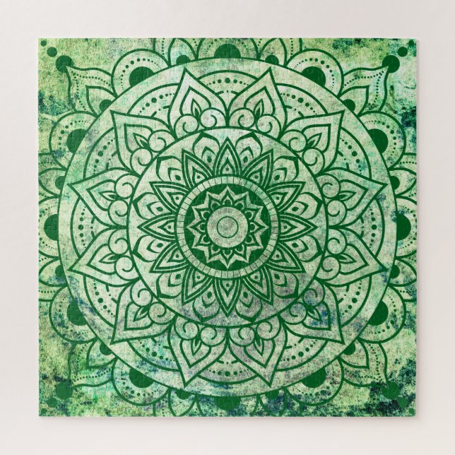 Green Bohemian Ethnic Stylish Mandala  Puzzle (Vertikal)