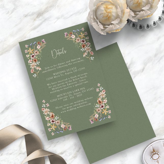 Green Boho Detail Begleitkarte (Sage Green Boho Floral Detail Enclosure Card by Painted Paperie
)