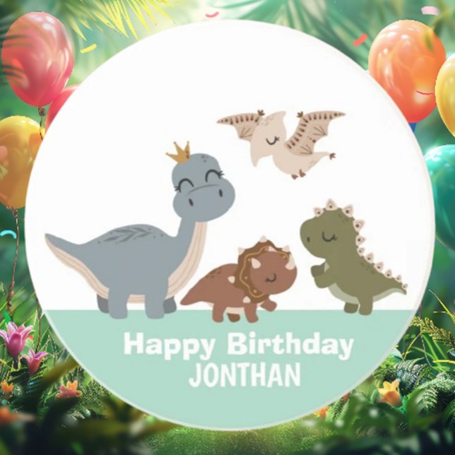 Green Boho Dinosaur Geburtstagsparty Getränkeuntersetzer (Celebrate your little one's birthday with our enchanting Green Boho Dinosaur Coaster! )