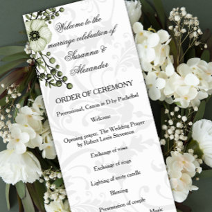 Green Boho Floral Wreath Wedding Programm
