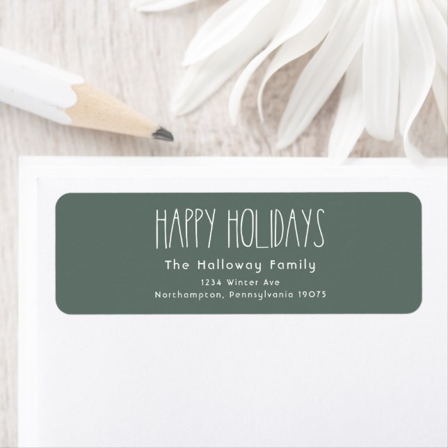 Green Boho Happy Holidays Rücksendeadresse Envelop (Insitu)