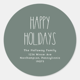 Green Boho Happy Holidays Umschlag Aufkleber