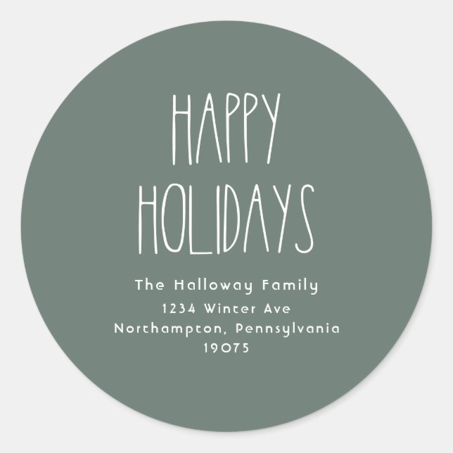 Green Boho Happy Holidays Umschlag Aufkleber (Vorderseite)