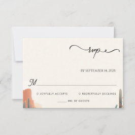 Green Boho Leaf Wüste Cacti Sukkulente Hochzeit RSVP Karte