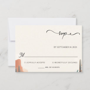 Green Boho Leaf Wüste Cacti Sukkulente Hochzeit RSVP Karte