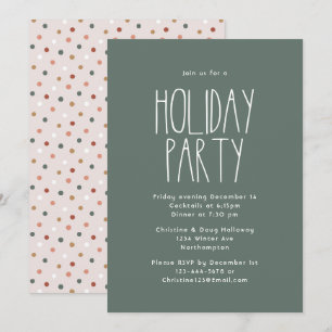 Green Boho Polka Dot Christmas Party Einladung