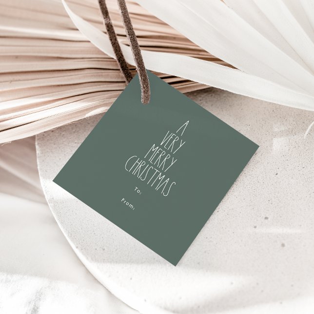 Green Boho Polka Dot Christmas Square bis Geschenkanhänger (Von Creator hochgeladen)