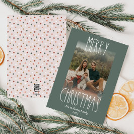 Green Boho Polka Dot Christmas Vertical Foto Feiertagskarte