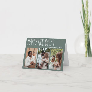 Green Boho Polka Dot Drei-Foto geklappt Feiertagskarte