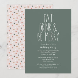 Green Boho Polka Dot Weihnachten trinken Drink sei Einladung