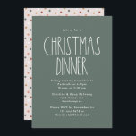 Green Boho Polka Dot Weihnachtsessen Einladung<br><div class="desc">Dieses grüne Boho polka dot weihnachtliche Dinner lädt zum modernen böhmischen Landhaus-inspirierten Weihnachtsessen ein. Der klassische rustikale, aber zarte Schriftart verleiht ihm einen erdigen Vintagen Look und behalte ihn niedlich und einfach. Die Polka-Punkte kommen in Erdtönen wie Rot, Salbei, Rosa, Rosa, Terrakotta, Rost und Bräune. Das Design ist ausgezeichnet für...</div>