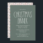 Green Boho Polka Dot Weihnachtsessen Einladung<br><div class="desc">Dieses grüne Boho polka dot weihnachtliche Dinner lädt zum modernen böhmischen Landhaus-inspirierten Weihnachtsessen ein. Der klassische rustikale, aber zarte Schriftart verleiht ihm einen erdigen Vintagen Look und behalte ihn niedlich und einfach. Die Polka-Punkte kommen in Erdtönen wie Rot, Salbei, Rosa, Rosa, Terrakotta, Rost und Bräune. Das Design ist ausgezeichnet für...</div>