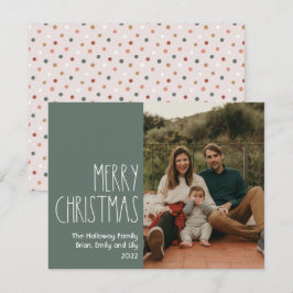 Green Boho Polka Dot Weihnachtsfeiertag Single Fot Feiertagskarte
