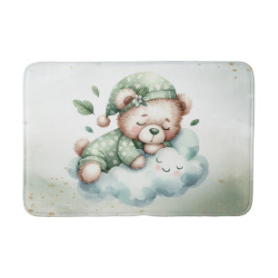 Green Boho Sleeping Teddy Bär Niedlich Badematte