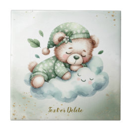Green Boho Sleeping Teddy Bär Niedlich Fliese
