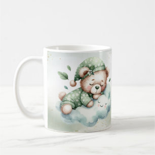 Green Boho Sleeping Teddy Bär Niedlich Kaffeetasse