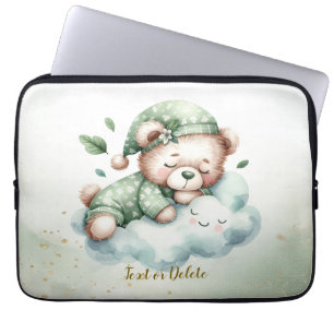 Green Boho Sleeping Teddy Bär Niedlich Laptopschutzhülle