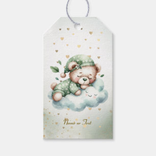 Green Boho Sleeping Teddy Bear Niedliches Party Geschenkanhänger