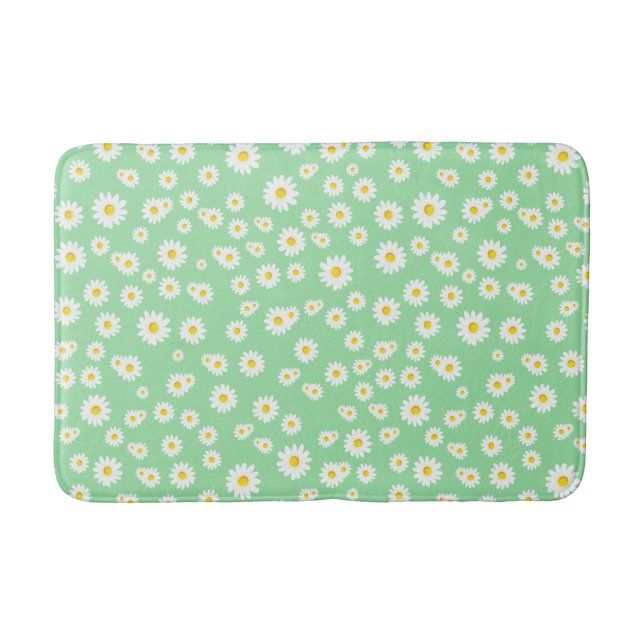 Green Boho Spring Daisies Pattern Badematte (Vorderseite)