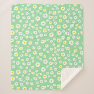 Green Boho Spring Daisies Pattern Sherpadecke