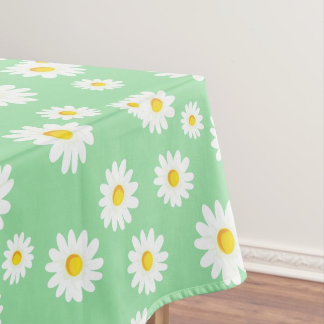 Green Boho Spring Daisies Pattern Tischdecke (Beispiel)