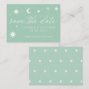 Green Boho Starry Wedding Save the Date Card Mitteilungskarte