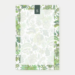 Green Boho Vintag Floral Monogram Post-it Klebezettel