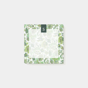 Green Boho Vintag Floral Monogram Post-it Klebezettel