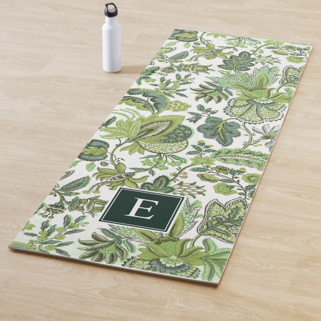 Green Boho Vintag Floral Monogram Yogamatte (Beispiel)