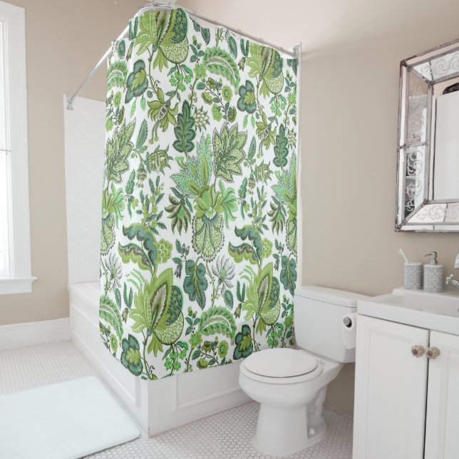 Green Boho Vintag Floral Print Duschvorhang (Beispiel)
