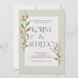 Green Boho Watercolor Botanical Wedding Invitation Einladung
