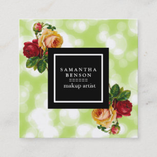 Green Bokeh Glitzer Glitzern Blumengestalterkünstl Quadratische Visitenkarte