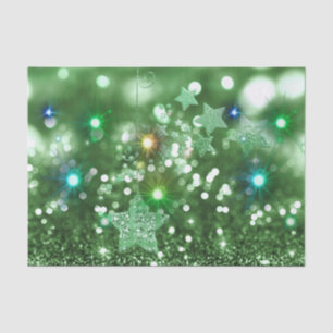 Green Bokeh Imitats Glitzer & farbenfrohe Sterne Seidenpapier