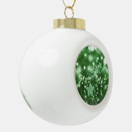 Green Bokeh Imitats Glitzer & Stars Keramik Kugel-Ornament