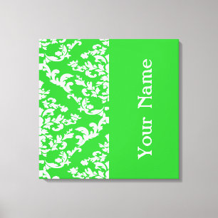 Green Bold Damask mit Namen @ Emporiomoffa Leinwanddruck