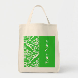 Green Bold Damask w/ name @ Emporiomoffa Tragetasche