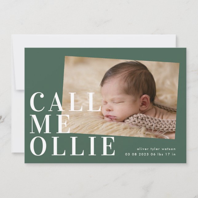 Green Bold einfaches Minimalistisches Foto nennen  (Vorderseite)