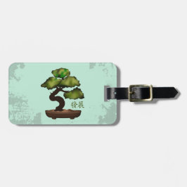 Green Bonsai grunge Hintergrund "Growth" Gepäckanhänger