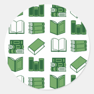 Green Book Reading and Writing Pattern Runder Aufkleber