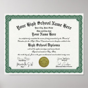 Green Border High / Zuhause School Diploma Poster