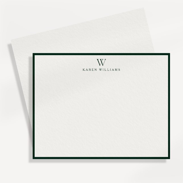 Green Border Monogram Stationery Note Card Einladung (Von Creator hochgeladen)