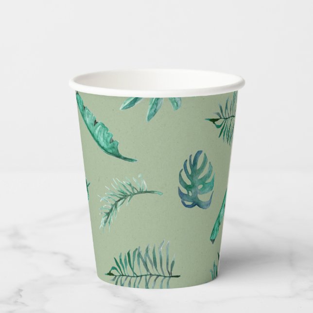 Green Botanical Baby Shower Cups Pappbecher (Rückseite)